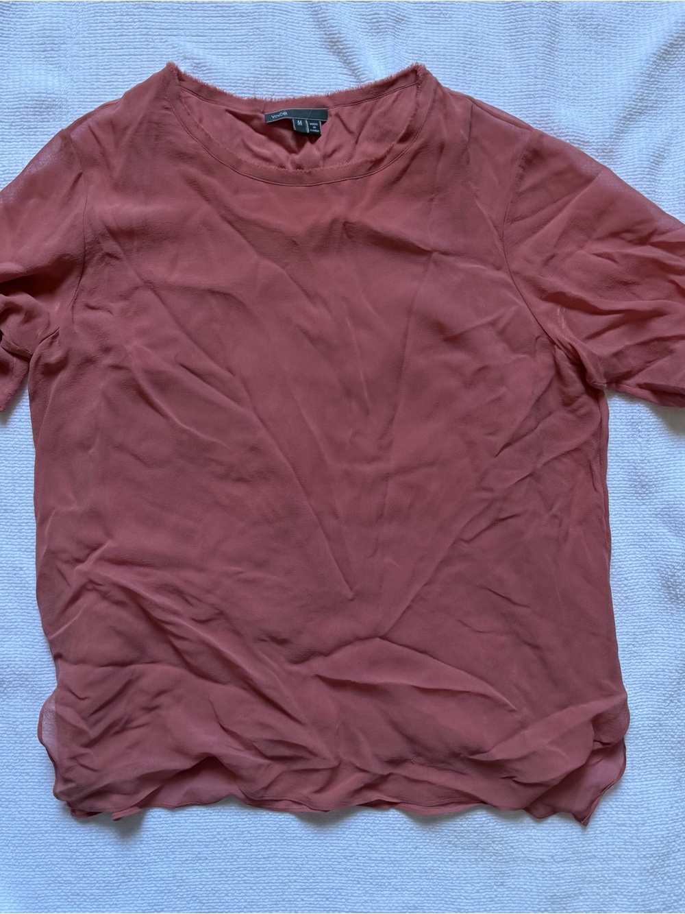 Vince Mauve Short Sleeve Silk Tee